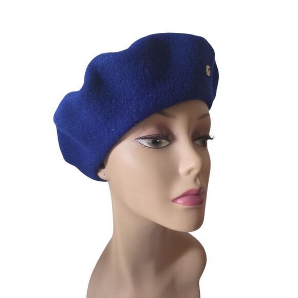 Gucci Blue GG logo charm Wool Beret M sz main image 4